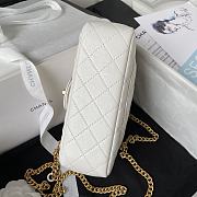 Chanel Flap Bag CF Camellia Lambskin White Gold 20cm - 5