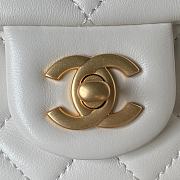 Chanel Flap Bag CF Camellia Lambskin White Gold 20cm - 2