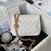 Chanel Mini Flap Bag Camellia Lambskin White Gold 18x13x7cm - 3