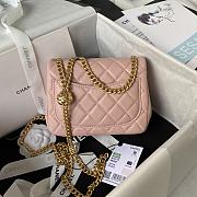 Chanel Mini Flap Bag Camellia Lambskin Pink Gold 18x13x7cm - 4