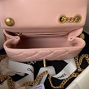 Chanel Mini Flap Bag Camellia Lambskin Pink Gold 18x13x7cm - 3