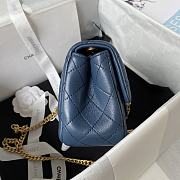 Chanel Mini Flap Bag Camellia Lambskin Blue Gold 18x13x7cm - 6