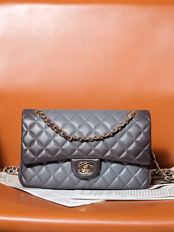 Chanel Classic 11.12 Flap Bag Lambskin Gold Grey 25cm