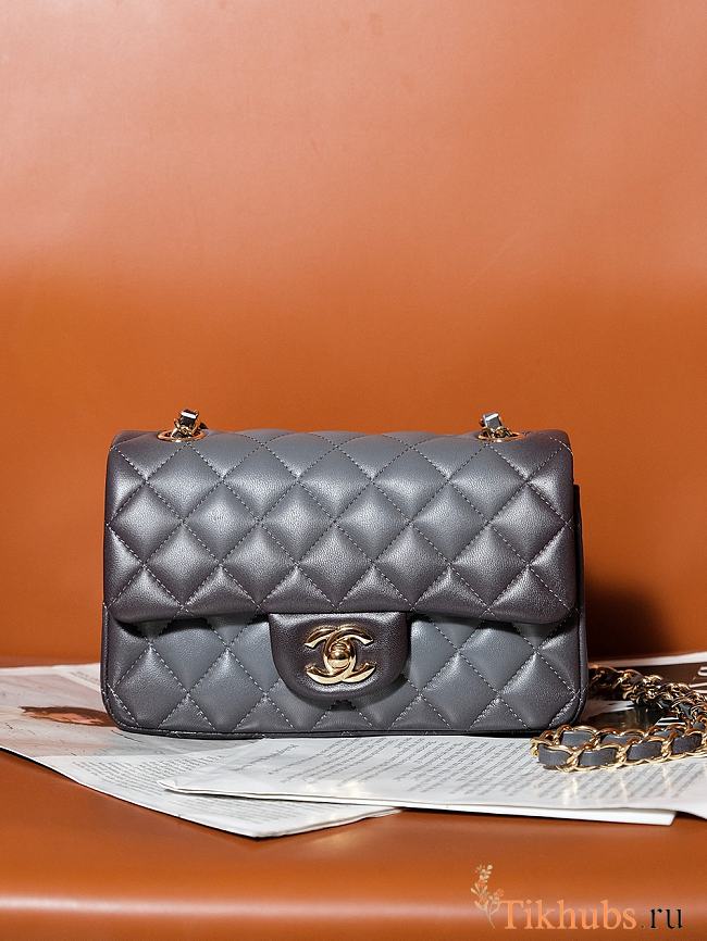 Chanel Classic 11.12 Flap Bag Lambskin Gold Grey 20cm - 1