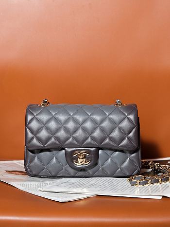 Chanel Classic 11.12 Flap Bag Lambskin Gold Grey 20cm