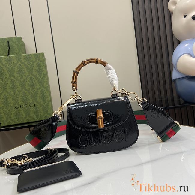 Gucci Bamboo 1947 Mini Top Handle Black Bag 17x12x7.5cm - 1