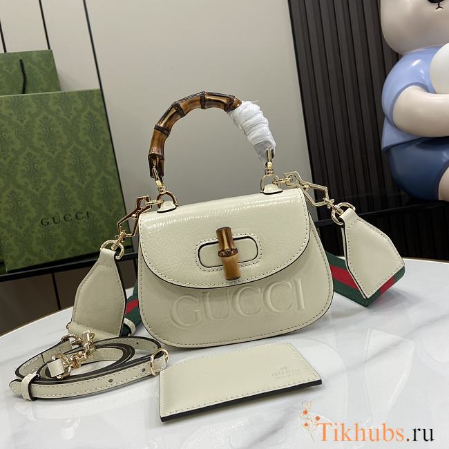 Gucci Bamboo 1947 Mini Top Handle White Bag 17x12x7.5cm - 1