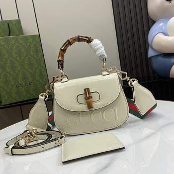 Gucci Bamboo 1947 Mini Top Handle White Bag 17x12x7.5cm