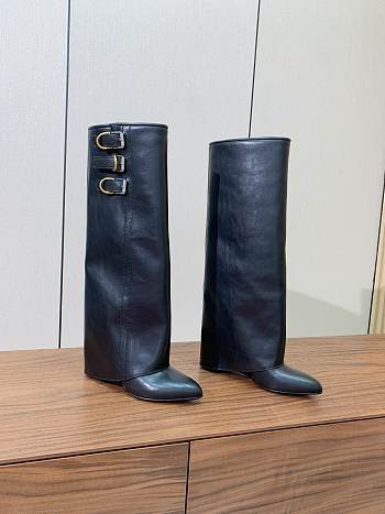 Givenchy Shark Lock Buckles Boots Black Leather