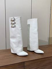 Givenchy Shark Lock Buckles Leather White Boots - 1