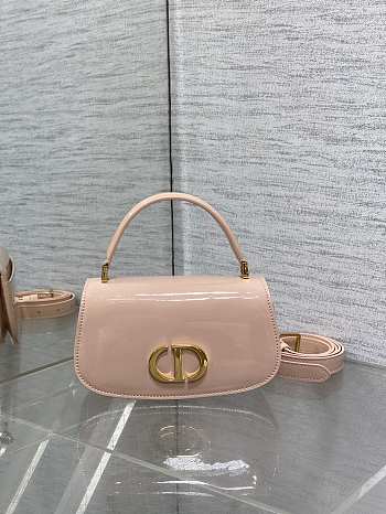 Dior Small 30 Montaigne Top Handle Bag Pink Patent 19x10x8cm