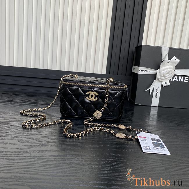 Chanel 24k Vanity Black Lambskin 17cm - 1