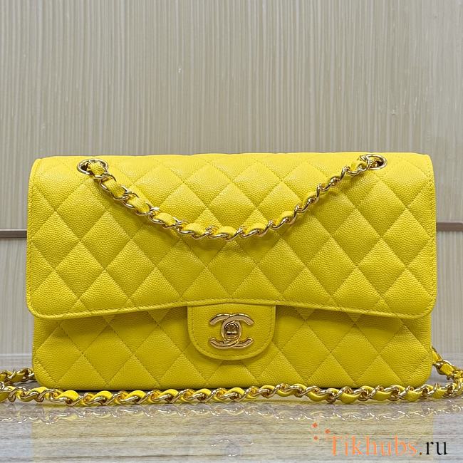 Chanel Medium Flap Bag Yellow Caviar Gold 25cm - 1