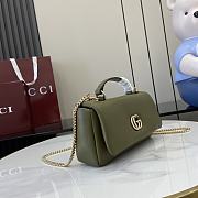 Gucci GG Milano Mini Top Handle Bag Green Leather 21x12.5x4.5cm - 5