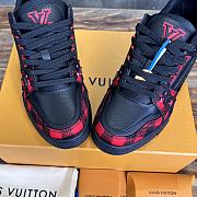 Louis Vuitton LV Trainer Black Red Felt Sneaker - 3