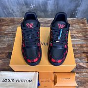 Louis Vuitton LV Trainer Black Red Felt Sneaker - 2
