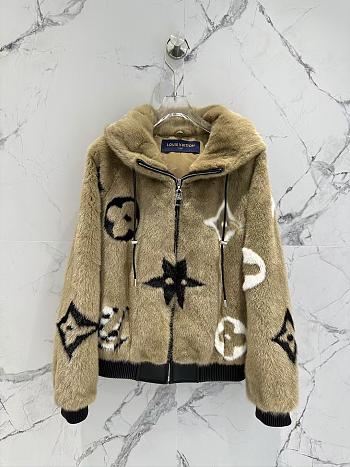 Louis Vuitton LV Mink Hooded Bomber Jacket