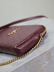 YSL Gaby Zipped Pouch Quilted Lambskin Wine 18x13x3.5cm - 6