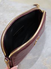YSL Gaby Zipped Pouch Quilted Lambskin Wine 18x13x3.5cm - 5