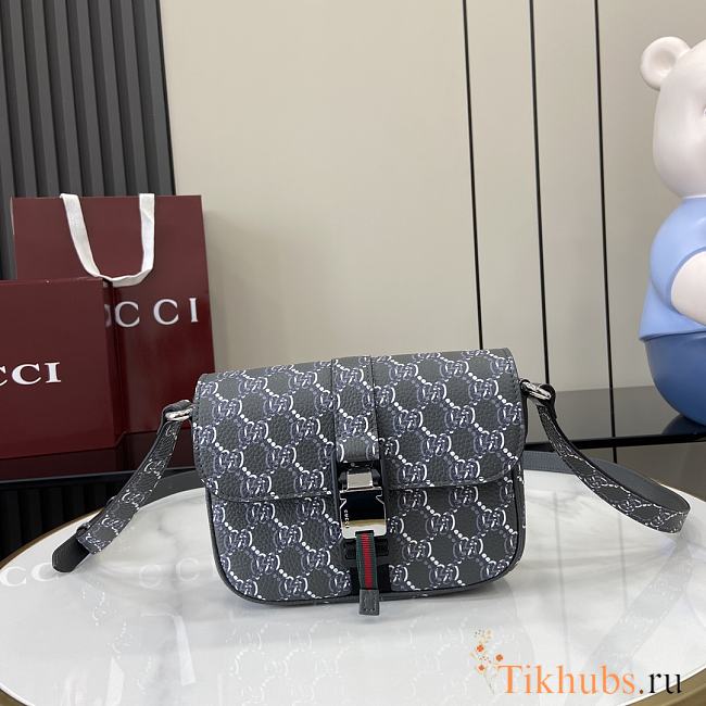 Gucci Super Mini Bag With GG Shadow Dark Grey 20x14x5.5cm - 1