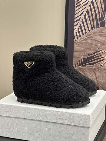 Prada Faux-Shearling Snow Black Boots