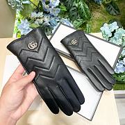 Gucci Black Leather GG Marmont Gloves - 2