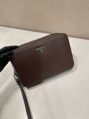 Prada Saffiano Leather Clutch Coffee 23.5x15.5x4cm - 4