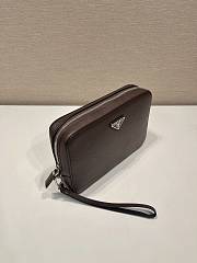 Prada Saffiano Leather Clutch Coffee 23.5x15.5x4cm - 3