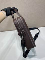 Prada Saffiano Leather Briefcase Coffee 38x28x6.5cm - 5
