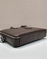 Prada Saffiano Leather Briefcase Coffee 38x28x6.5cm - 4
