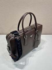 Prada Saffiano Leather Briefcase Coffee 38x28x6.5cm - 3
