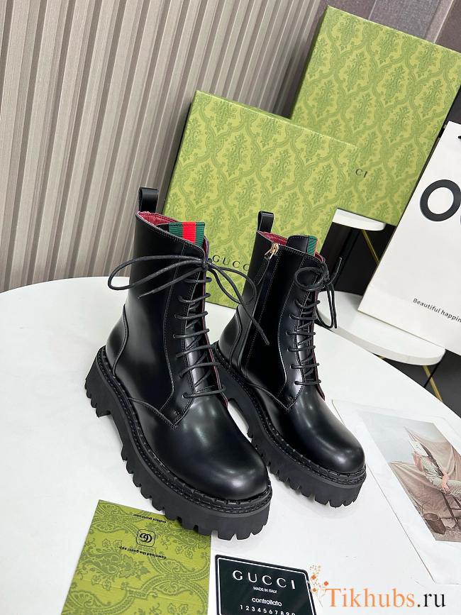 Gucci Women's Ankle Boot With Web Black  - 1