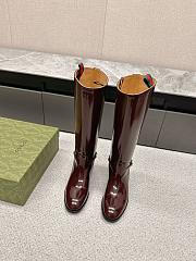 Gucci Women's Slim Horsebit Boot Red Wine - 3