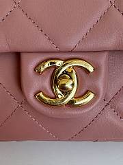 Chanel Small Flap Bag Lambskin Gold Pink 21x14x7cm - 5