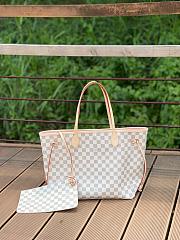 LV Original Neverfull Bag N41361 White Grid With Apricot MM - 1