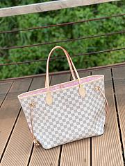 LV Original Neverfull Bag N41361 White Grid With Apricot MM - 5