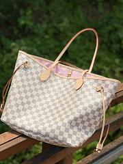 LV Original Neverfull Bag N41361 White Grid With Apricot MM - 4