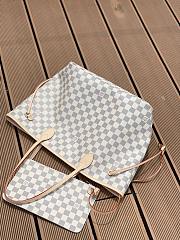 LV Original Neverfull Bag N41361 White Grid With Apricot MM - 3