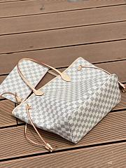 LV Original Neverfull Bag N41361 White Grid With Apricot MM - 2