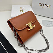 Celine Flap Wallet Triomphe Smooth Lambskin Tan 11x10x5cm - 4