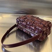 Bottega Veneta Brick Cassette Shoulder Bag Red Wine 28x14x10cm - 3