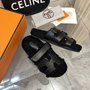Hermès Chypre Sandals Shearling Black  - 5