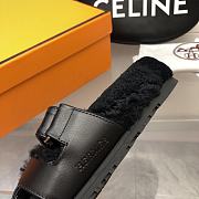 Hermès Chypre Sandals Shearling Black  - 4