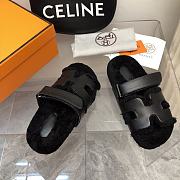 Hermès Chypre Sandals Shearling Black  - 3