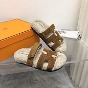 Hermès Chypre Sandals Shearling Brown Suede - 3