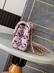 Chanel Flap Bag Tweed Gold Pink Black Beige 20cm - 2
