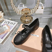 Miu Miu Leather Mary Jane Ballerina Flats Black - 3