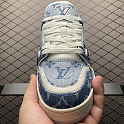 Louis Vuitton LV Trainer Sneaker Blue Denim  - 3