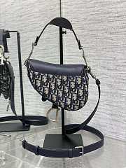 Dior Mini Saddle Bag with Strap Blue Oblique 19x16x5cm - 3