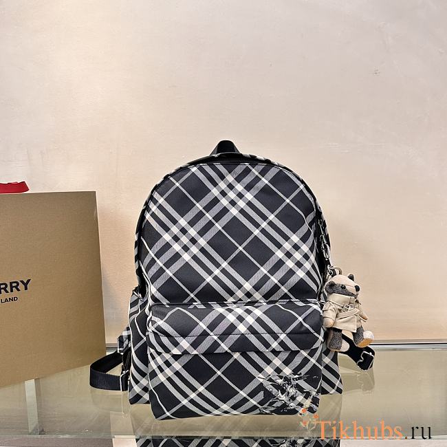 Burberry Check Backpack Black 35x14x41cm - 1
